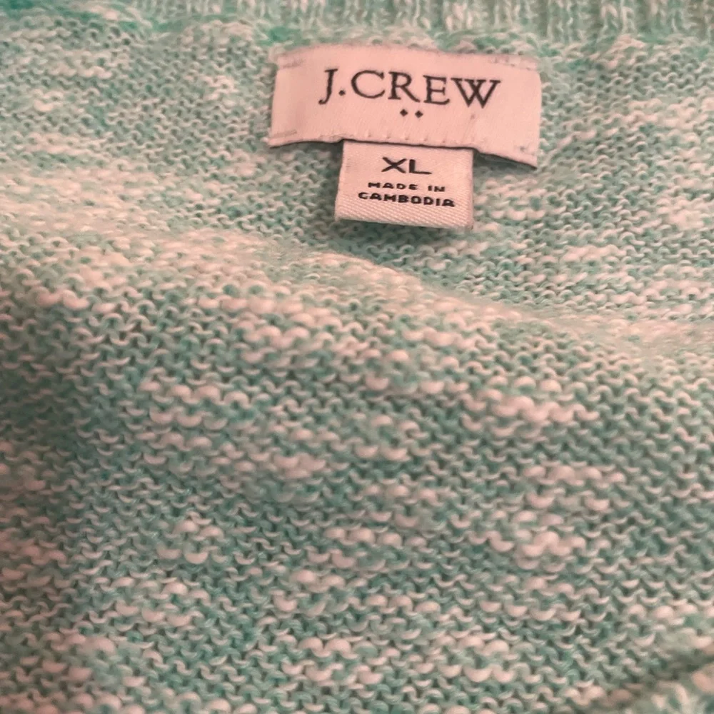 J. Crew Light Green and white  Crew Neck Sweater - Picture 2 of 5